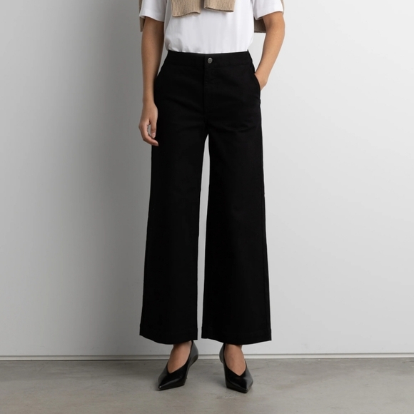 OAK + FORT Pants - Oak + Fort Twill Wide Leg Pant Mid Rise Cropped pants size XXS New With Tags